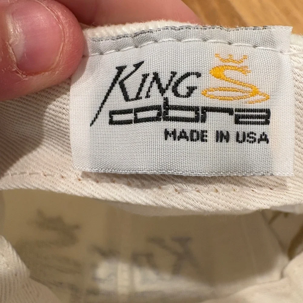 Vintage King Cobra Golf Hat Strap Back White Black VTG 90s Made USA Cap Golfer